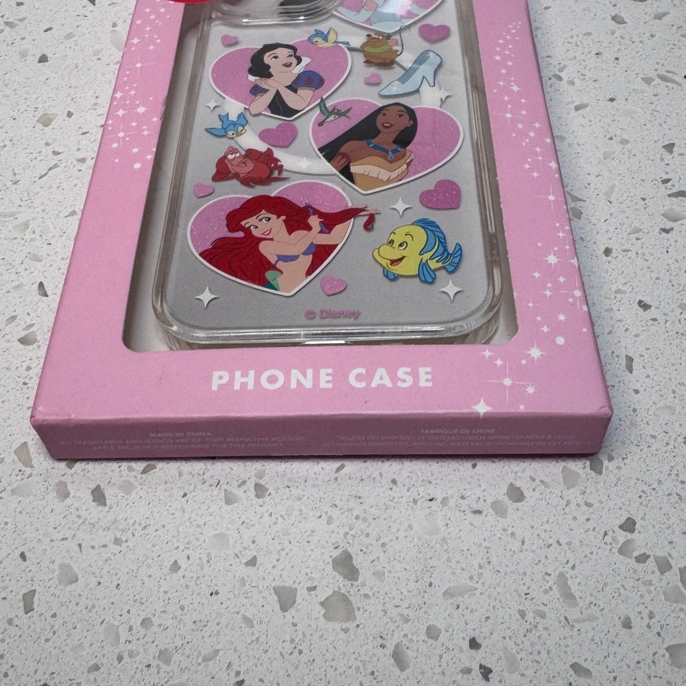 Disney Princess Skinnydip for iPhone 13 14 15 Case Clear Glitter Hearts Ariel - Picture 4 of 6